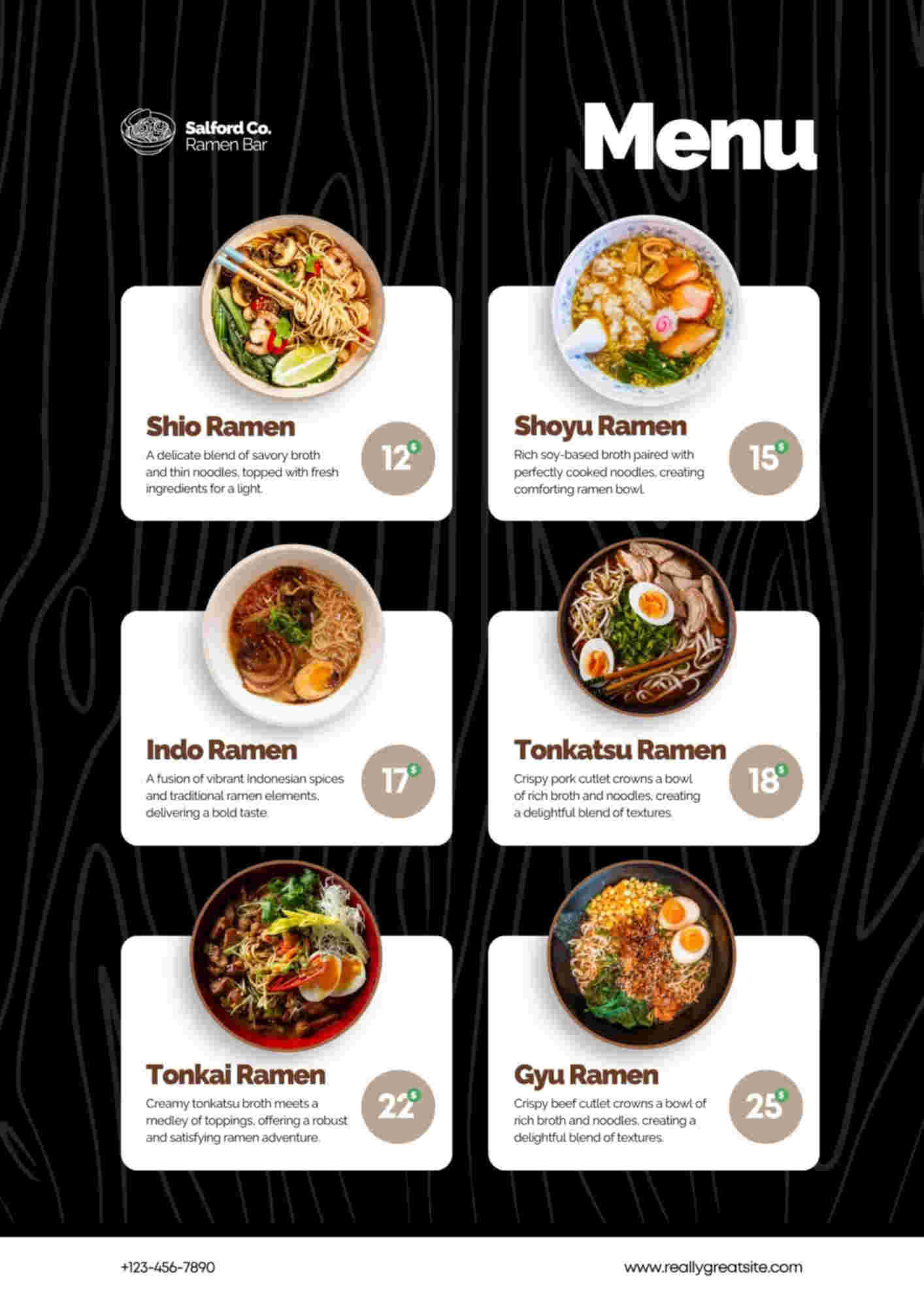 Menu design sample for restaurant